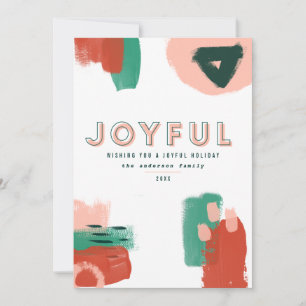 Faire-part Graphique abstrait moderne rouge, rose + vert joye
