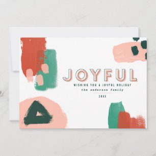Faire-part Graphique abstrait moderne rouge, rose + vert joye