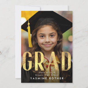 Faire-part Gras Jaune Or Foil Moderne GRAD Photo