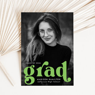 Faire-part Gras Typographie Lime Green Photo Graduation