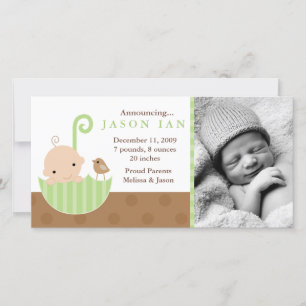 Faire-part Green Baby in Umbrella Birth Annonces