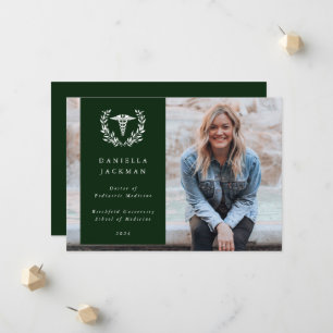 Faire-part Green Caduceus Médicale School Graduation Photo