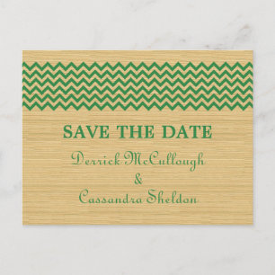 Faire-part Green Rustic Chevron Enregistrer la carte postale 