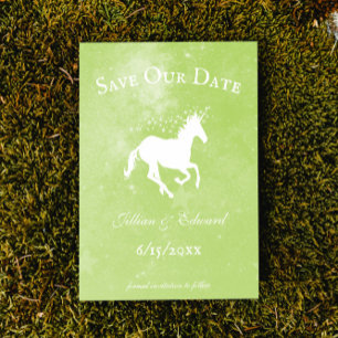 Faire-part Green Unicorn Enregistrer La Date Annonce