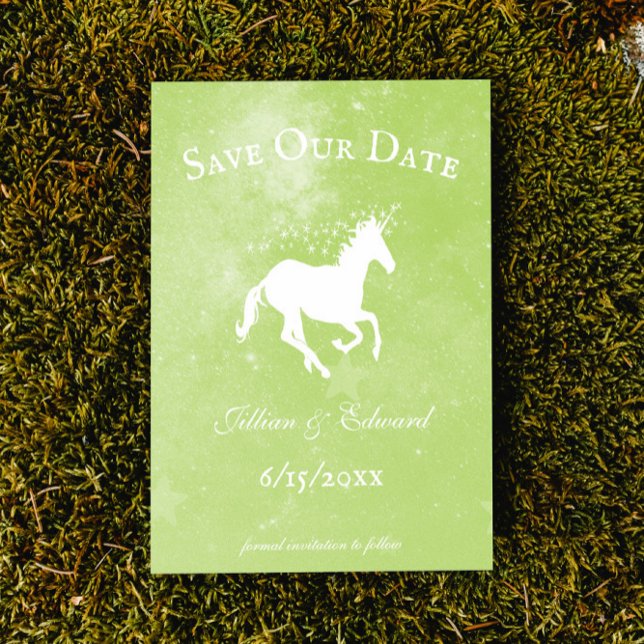 Faire-part Green Unicorn Enregistrer La Date Annonce (Créateur téléchargé)
