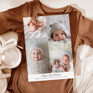 Faire-part Grille de photos simple Naissance Blanche