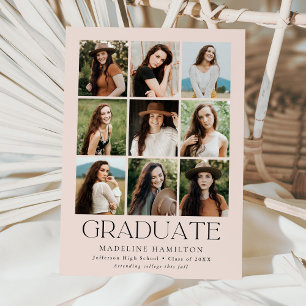 Faire-part Grille moderne Blush 9 Photo Collage Graduation