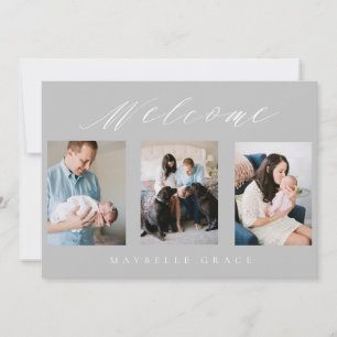 Faire-part gris de bébé de Multi-Photo de bébé