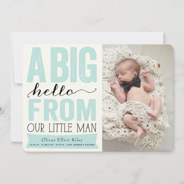 Faire-part Gros Bonjour De Notre Petit Homme Baby Boy Photo N (Devant)