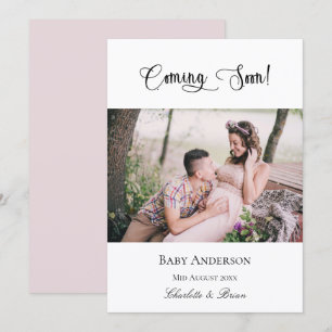 Faire-part Grossesse bientôt enceinte bébé photo rose