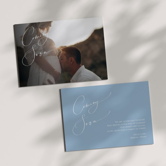 Faire-part Grossesse blanche Dusty Blue (Créateur téléchargé)