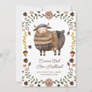 Faire-part Grossesse des moutons d'aquarelle mignonne