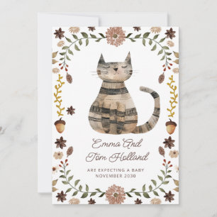 Faire-part Grossesse du chat à l'aquarelle