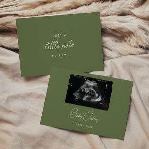 Faire-part Grossesse Minimal Olive Green "Just A Little Note"