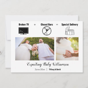 Faire-part Grossesse télévisée minimaliste amusante cassée
