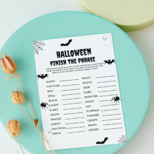 Faire-part Halloween effrayant finir la phrase partie de jeu 