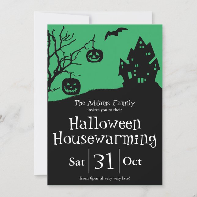 Faire-part Halloween Fête du réchauffement de la maison et no (Devant)