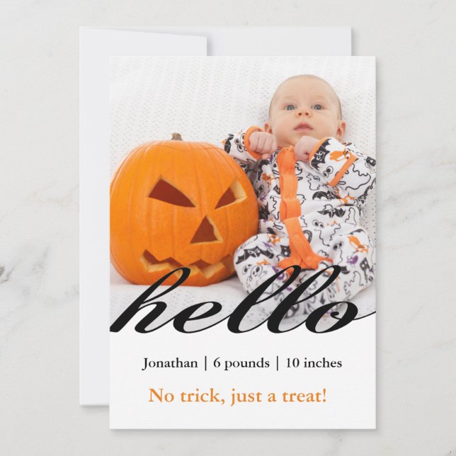 Faire-part Halloween pas de tour juste un régal bébé photo (Devant)