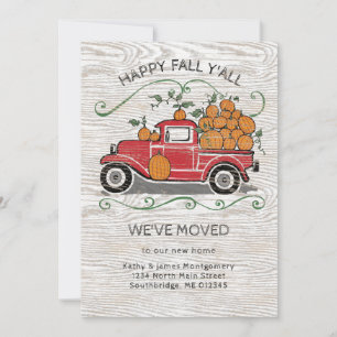 Faire-part Happy Fall Y'All Vintages Citrouilles du camion ro