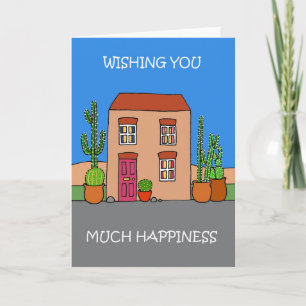 Faire-part Happy New Home Cartoon Desert Cactus Paysage