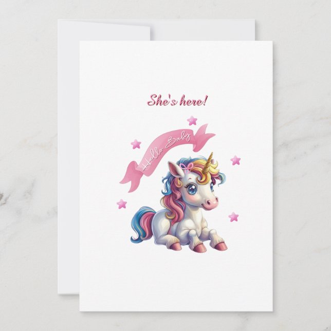 Faire-part "Hello Baby Unicorn" Design Birth (Devant)