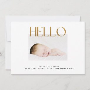 Faire-part hello funky jaune or Foil moderne minimaliste