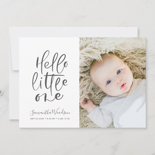 Faire-part Hello Little One Photo Birth Stats (Devant)