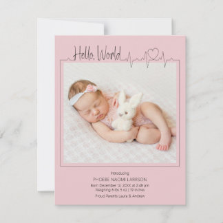 Faire-part Hello, World Baby Announcement Card