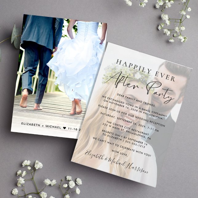 Faire-part Heureusement Jamais Après Photo Overlay Mariage Ré (Créateur téléchargé)