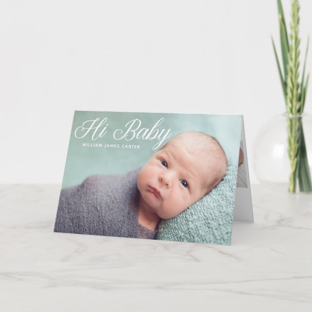 Faire-part Hi Baby Photo Elegant Simple Chic Nouveau-né (Devant)