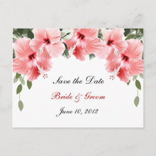 Faire-part Hibiscus rose Enregistrer la date Carte postale