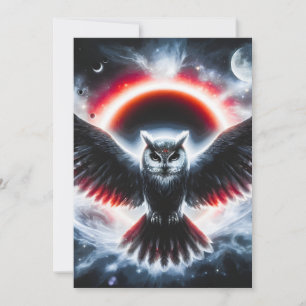Faire-part Hibou céleste cosmique mystique