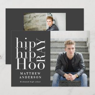 Faire-part Hip hip hourra photo graduation fête multi photo