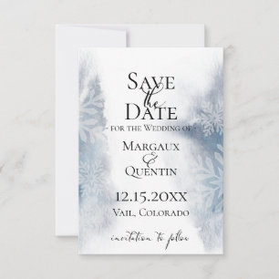 Faire-part Hiver Bleu Lavis Aquarelle Épargne La Date