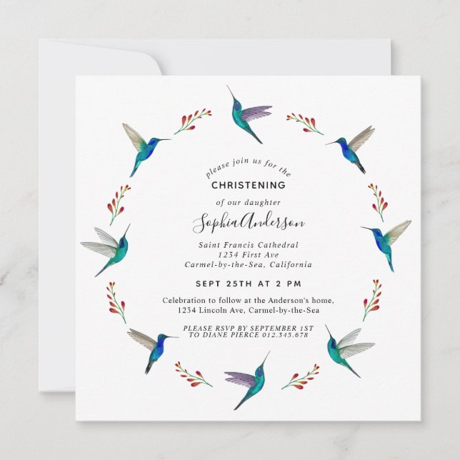 Faire-part Hummingbird Christening (Devant)