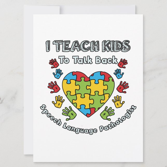 Faire-part I Teach Kids To Talk Back Speech Language (Devant)