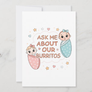 Faire-part Illustration d'annonce de bébé jumeaux burrito mig