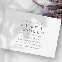 In Love Memory Memorial Modern Simple Citation