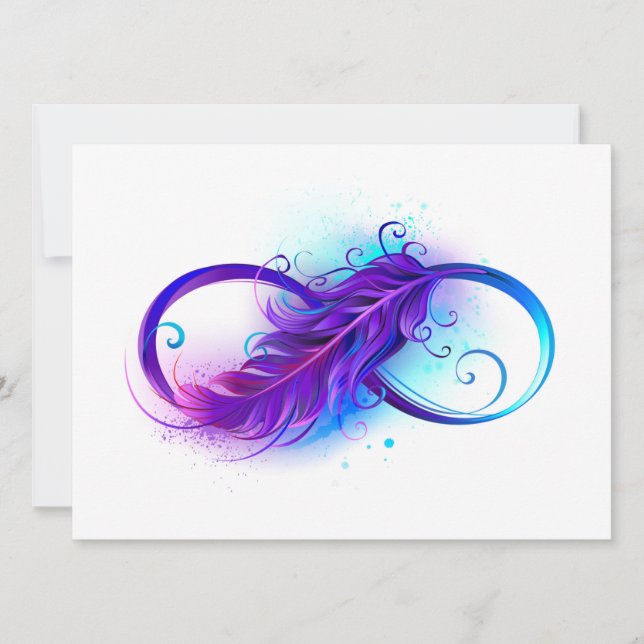 Faire-part Infinity with purple feather (Devant)