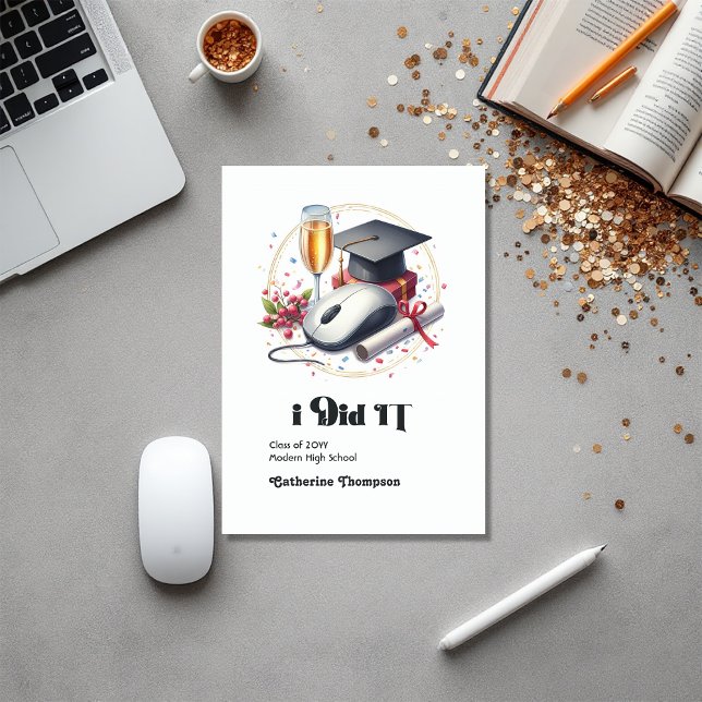 Faire-part Informatique et Information Graduation Photo (Computer Science and Information Graduation Photo Announcement)