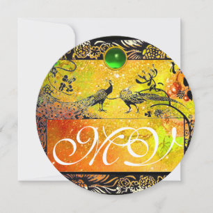 Faire-part INSÉPARABLES mariages MONOGRAM jaune noir émeraude