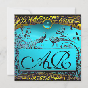 Faire-part INSÉPARABLES mariages MONOGRAM noir jaune turquois