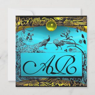 Faire-part INSÉPARABLES mariages MONOGRAM noir jaune turquois