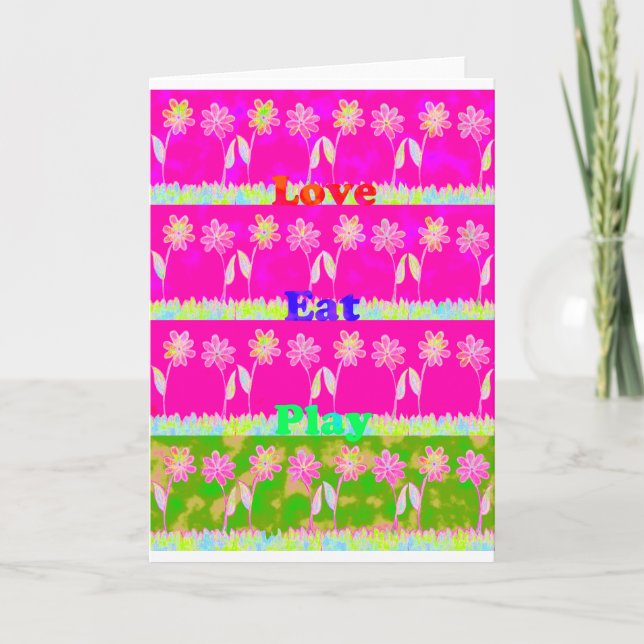 Faire-part Inspirational Love Manger Jouer Flower Design (Devant)