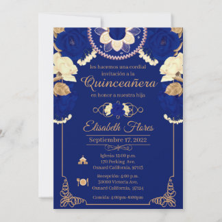 Faire-part Invitacion Charro Invitation, in blue , and Gold