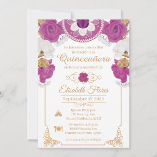 Faire-part Invitacion Charro Invitation, Lila, Black and Gold