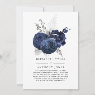 Faire-part Invité de mariage à liste réduite avec fleurs bleu