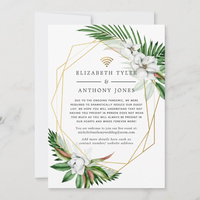 Faire-part Invités de Mariage virtuel géométrique florale tro (Devant)