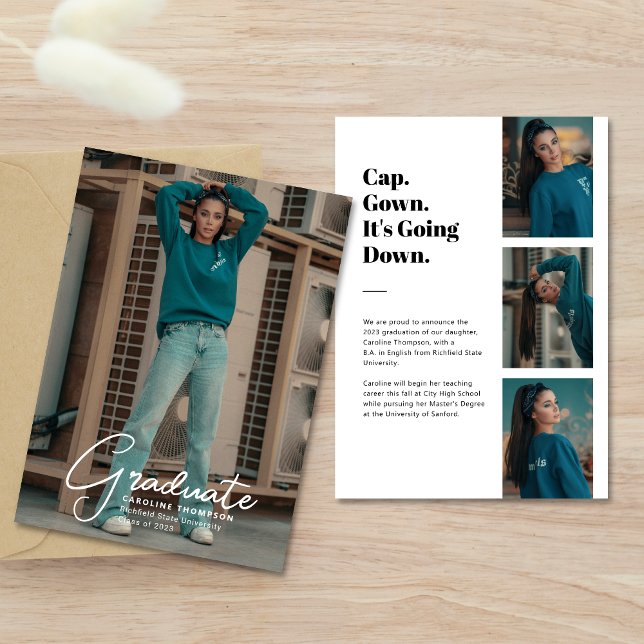 Faire-part "It's Going Down" Collage photo moderne Graduation (Créateur téléchargé)