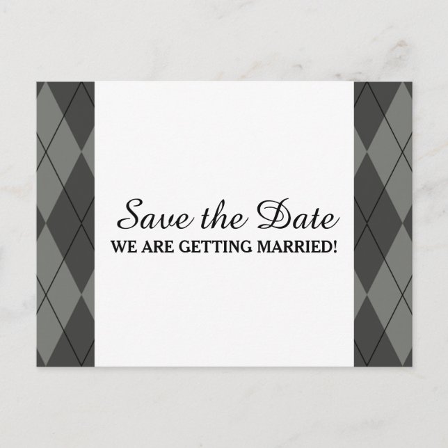 Faire-part Jacquard gris Enregistrer la date Carte postale (Devant)